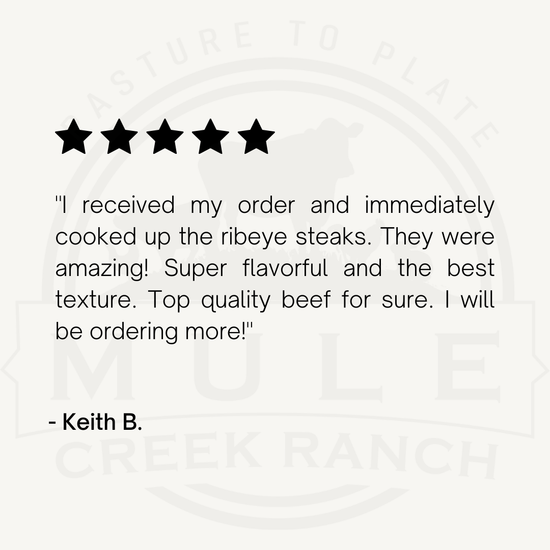 order review from satisfied customer loving their ribeye steak